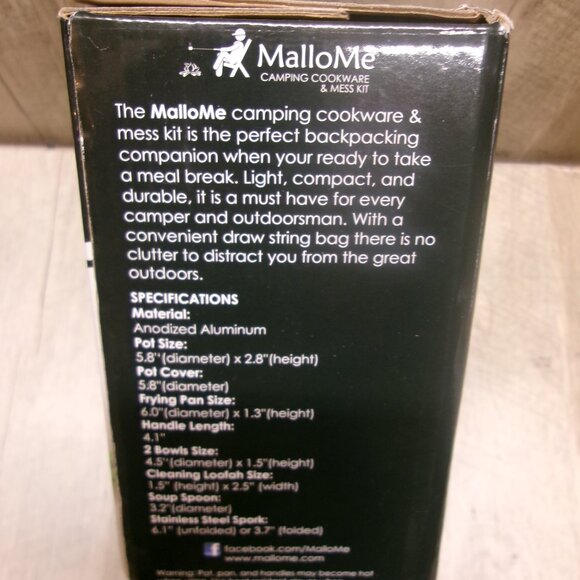 New MalloMe Camping Cookware & Mess Kit - Pot Frying Pan Bowls Utensils Bag - Picture 4 of 6